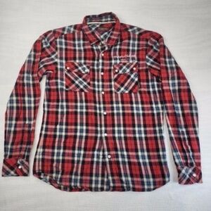 Purple & Yellow Authentic Vintage Men's Size L Large Western Flannel Shirt #1238